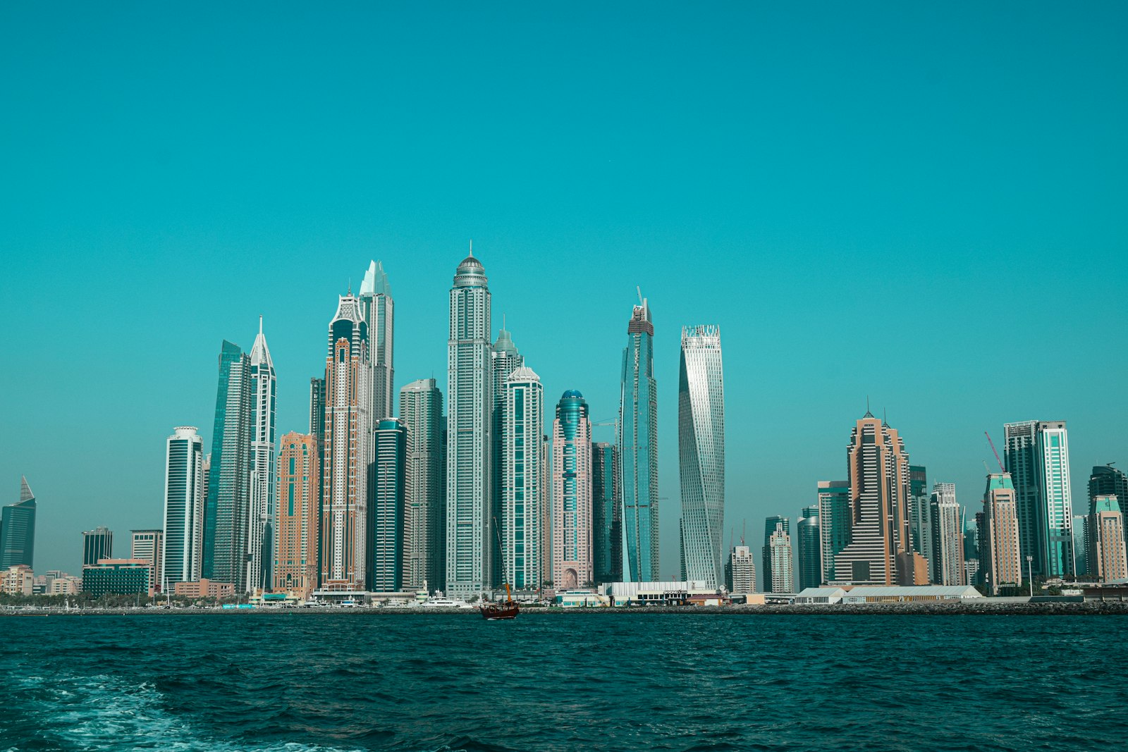 Dubai Marina skyline at dusk