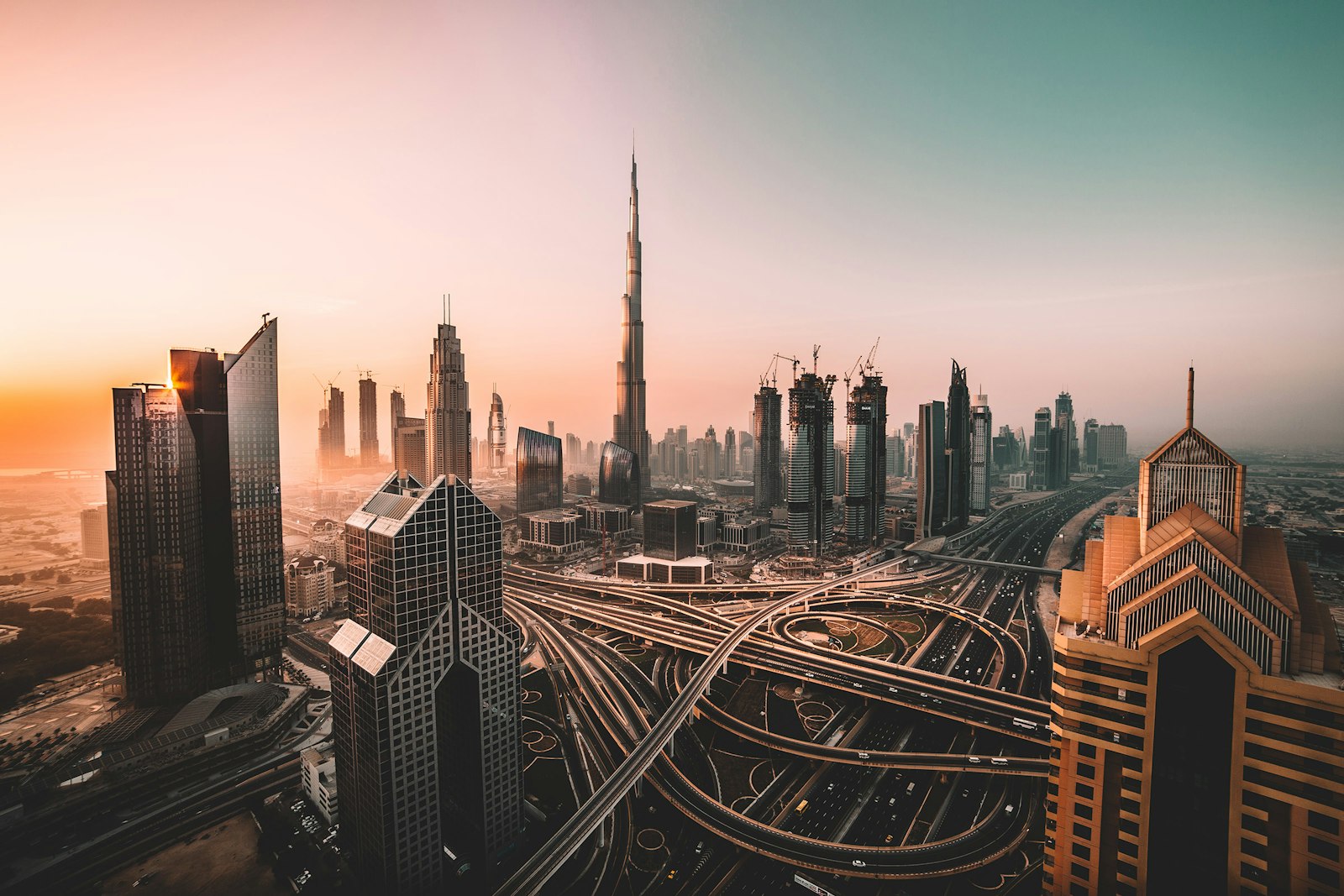Dubai city skyline at dusk